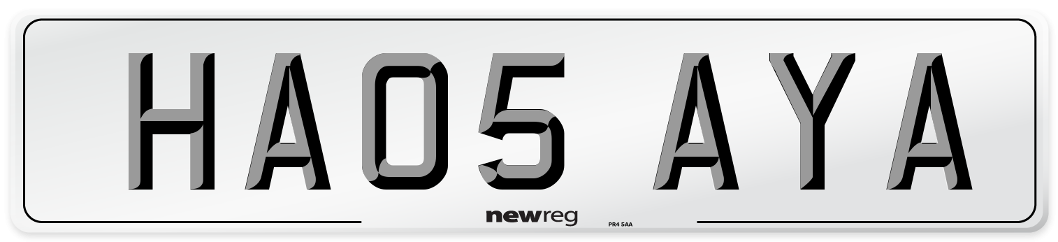 HA05 AYA Number Plate from New Reg
